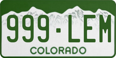 CO license plate 999LEM