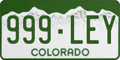 CO license plate 999LEY