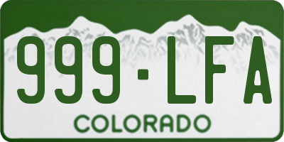 CO license plate 999LFA
