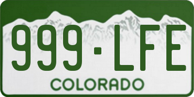 CO license plate 999LFE