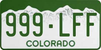 CO license plate 999LFF