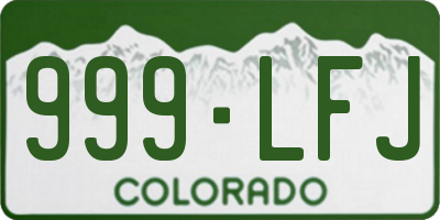 CO license plate 999LFJ