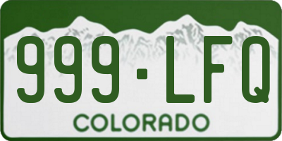 CO license plate 999LFQ