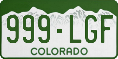 CO license plate 999LGF