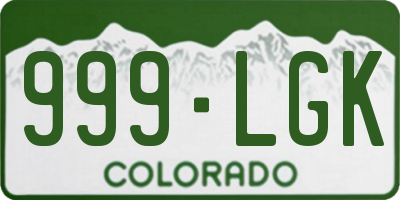CO license plate 999LGK