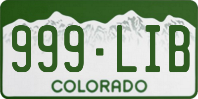 CO license plate 999LIB