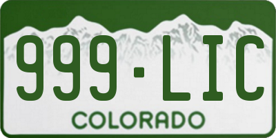 CO license plate 999LIC