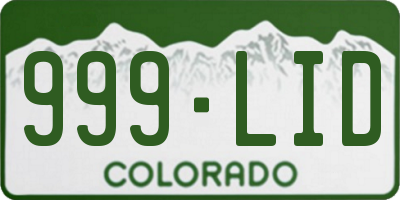 CO license plate 999LID