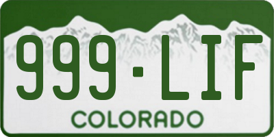 CO license plate 999LIF