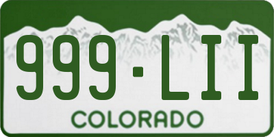 CO license plate 999LII