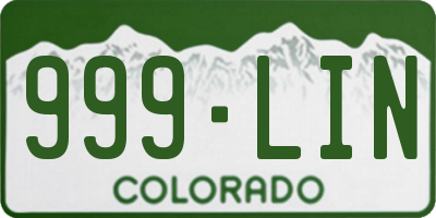 CO license plate 999LIN