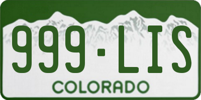 CO license plate 999LIS