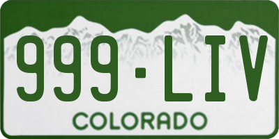 CO license plate 999LIV