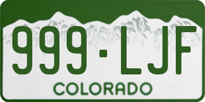 CO license plate 999LJF