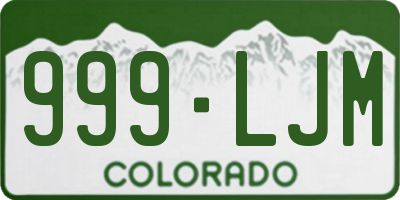 CO license plate 999LJM