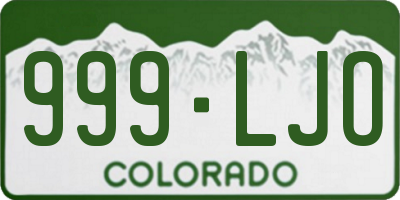 CO license plate 999LJO