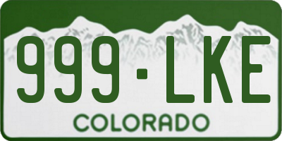CO license plate 999LKE