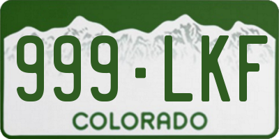 CO license plate 999LKF