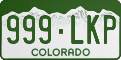 CO license plate 999LKP
