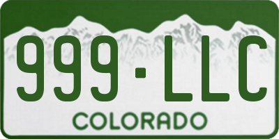 CO license plate 999LLC