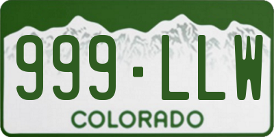CO license plate 999LLW