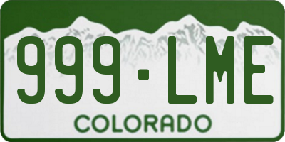 CO license plate 999LME
