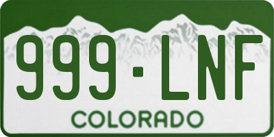 CO license plate 999LNF