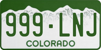 CO license plate 999LNJ