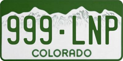 CO license plate 999LNP