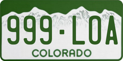 CO license plate 999LOA