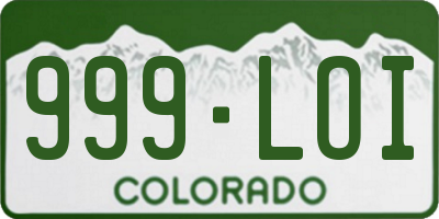 CO license plate 999LOI