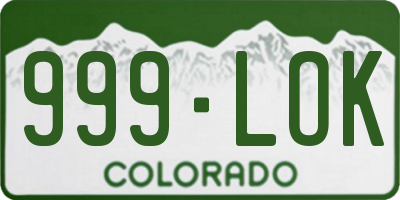 CO license plate 999LOK