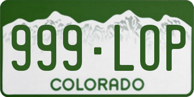 CO license plate 999LOP