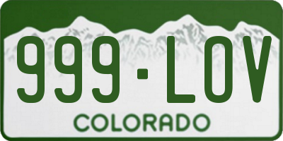 CO license plate 999LOV