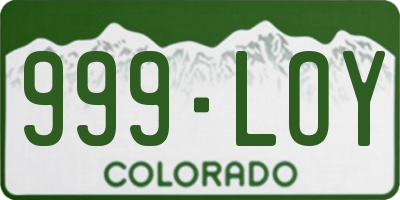 CO license plate 999LOY