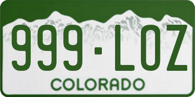 CO license plate 999LOZ