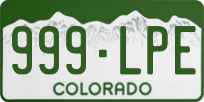 CO license plate 999LPE