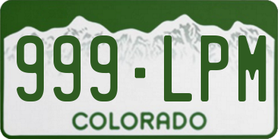 CO license plate 999LPM