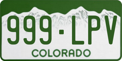 CO license plate 999LPV
