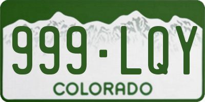 CO license plate 999LQY