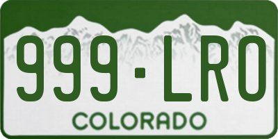 CO license plate 999LRO