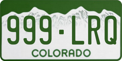 CO license plate 999LRQ