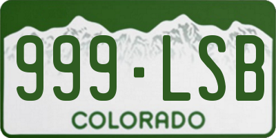 CO license plate 999LSB