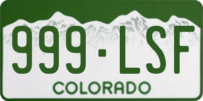 CO license plate 999LSF