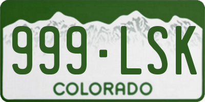 CO license plate 999LSK