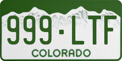 CO license plate 999LTF