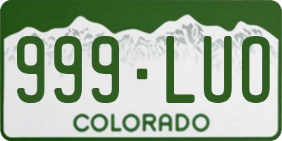 CO license plate 999LUO