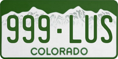 CO license plate 999LUS