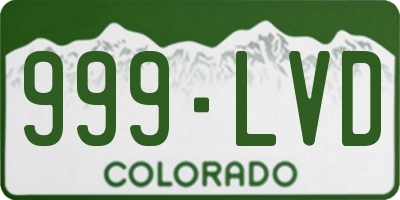 CO license plate 999LVD
