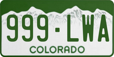 CO license plate 999LWA